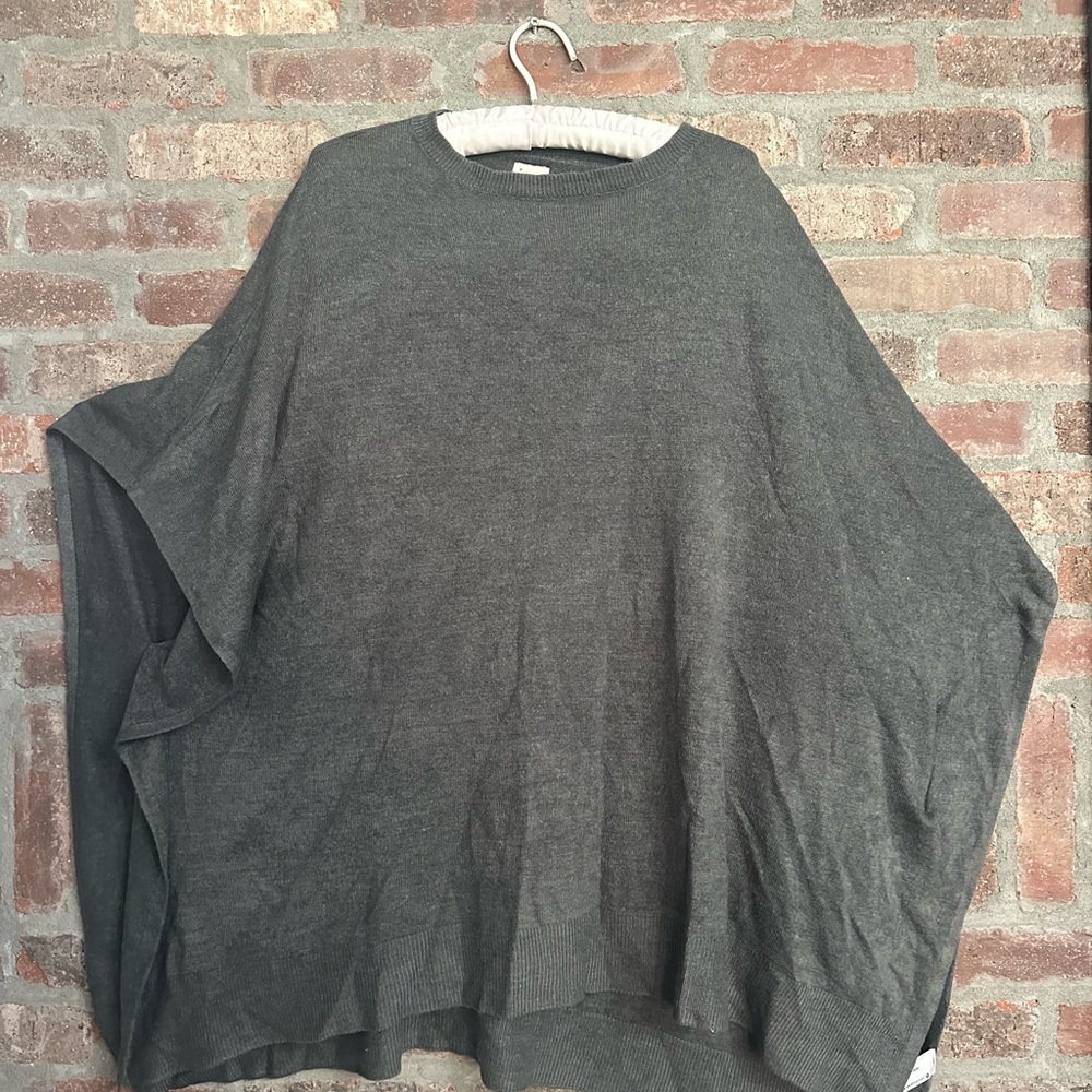 Gray Poncho Sweater